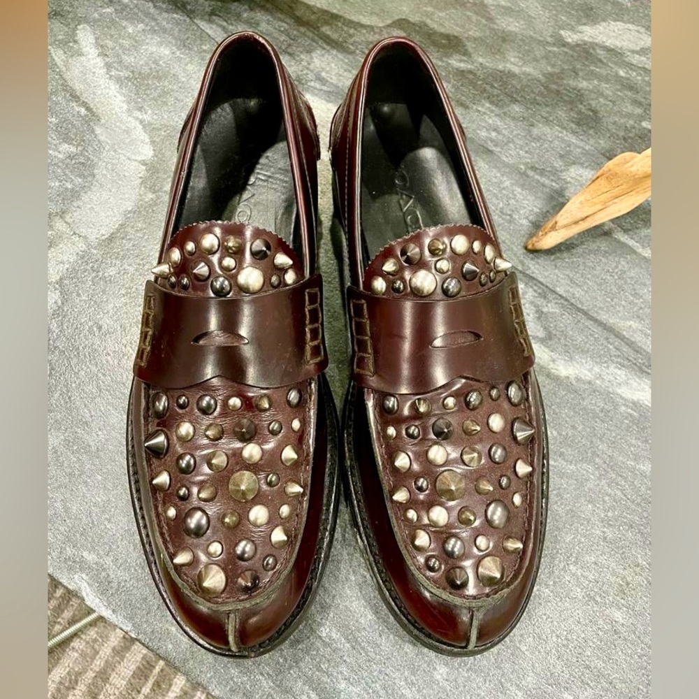 Limited Edition COACH Leather Loafers with Metal Spikes, worn only twice. - Picture 2 of 3